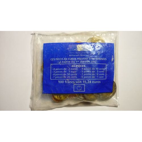 Kit Starter France 2001 Complet 40 Pièces Valeur 15,24 Sous Blister