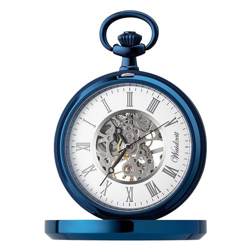 Waidzeit Montre De Poche Pour Homme En Acier Inoxydable Bleu Avec Chaîne De Montre Uwaff01