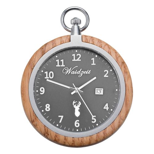 Waidzeit Montre De Poche Pour Homme En Acier Inoxydable Bois Marron Avec Chaîne De Montre Uwatg01