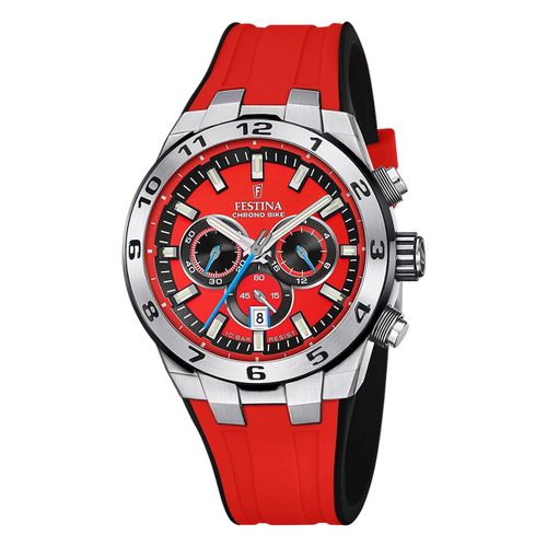 Montre Homme Festina Silicone Rouge Noir Festina Montre-Bracelet Chrono Vélo Uf20671/5