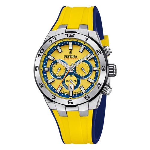 Montre Homme Festina Silicone Jaune Bleu Festina Montre-Bracelet Chrono Vélo Uf20671/4
