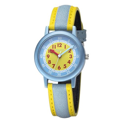 Regent Montre Enfant Analogique Bracelet Pur Jaune Bleu Clair Urf1473