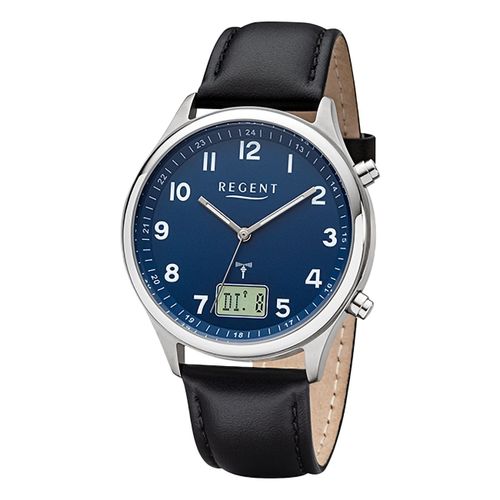 Montre Radiocommandée Homme Regent Analogique-Numérique Bracelet Cuir Noir Urfr282