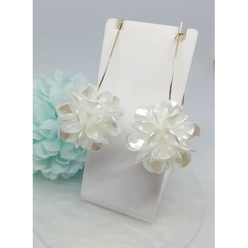 Boucles D'oreilles Fleurs Style Nacrée