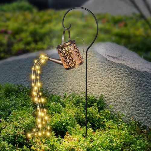 Guirlande de douche solaire à LED, lampe de jardin en métal, fer artistique imperméable, arroseur d'eau, bouilloire, décoration de paysage