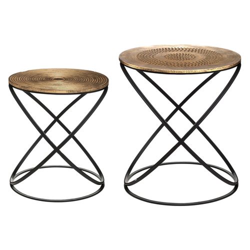 2 Tables D'appoint Design Etnik - Couleur Cuivré