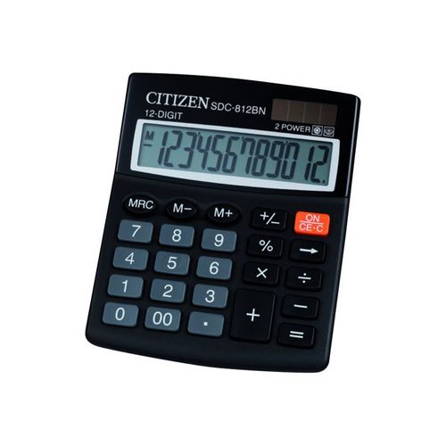 Citizen SDC-812BN - Calculatrice de bureau - 12 chiffres - panneau solaire, pile - noir