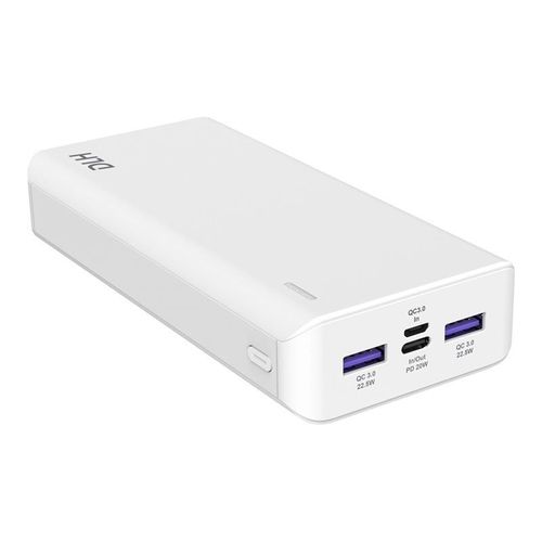 Dlh - Banque D'alimentation - 20000 Mah - 20 Watt - 4.5 A - Pd, Qc 3.0 - 3 Connecteurs De Sortie (2 X Usb, 24 Pin Usb-C) - Sur Le Câble : Usb-C - Blanc