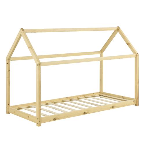 Lit Pour Enfant En Forme De Maison En Bois De Pin Sommier À Lattes Inclus 80x160 Cm 03_0005543