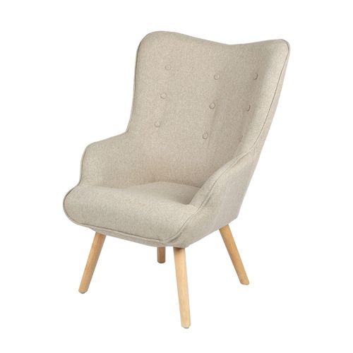 Fauteuil Noor Avec Pieds En Bois - Beige