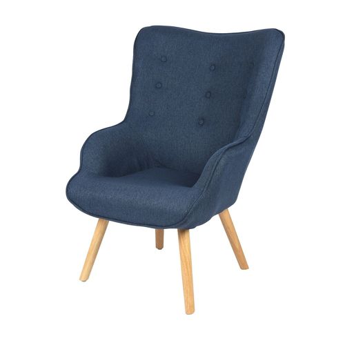 Fauteuil Noor Avec Pieds En Bois - Bleu Denim
