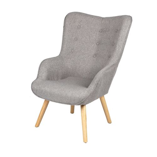 Fauteuil Noor Avec Pieds En Bois - Gris Clair