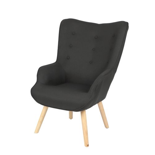 Fauteuil Noor Avec Pieds En Bois - Noir