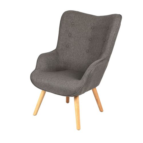 Fauteuil Noor Avec Pieds En Bois - Gris Foncé