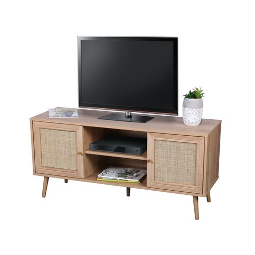 Meuble Tv Bali En Cannage Et Panneaux De Particules - 2 Portes