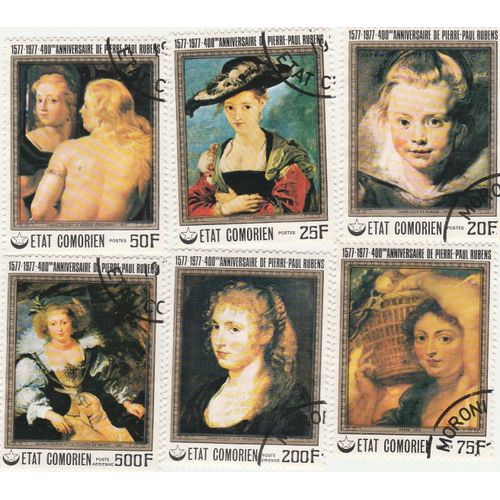 6 Timbres Oblitérés Des Comores - Tableaux De Rubens