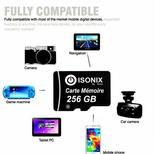 Carte Mémoire Micro Sd 256 Go Class 10 Adaptateur Sd + Lecteur De Cartes