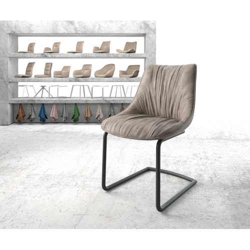 Chaise-Rembourr?E Elda-Flex Cantilever Rond Noir Taupe Vintage