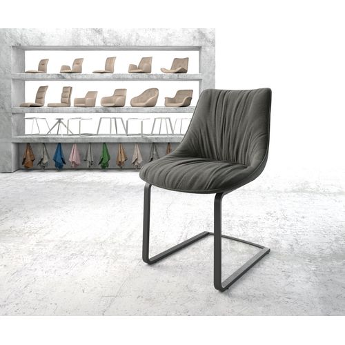 Chaise-Rembourrée Elda-Flex Cantilever Plat Noir Tissu Texturé Anthracite