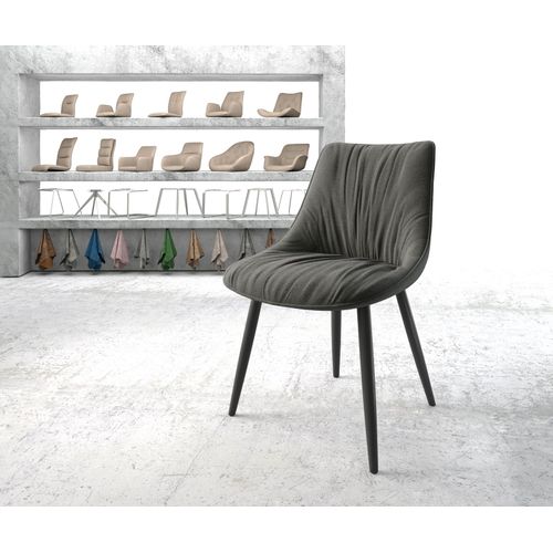 Chaise-Rembourr?E Elda-Flex 4-Pieds Conique Noir Tissu Textur? Anthracite
