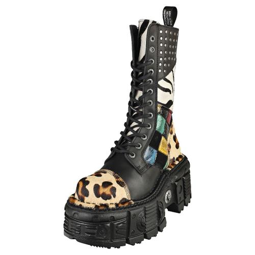 New Rock Imperfect Mmili244c1 Mixte Adulte Bottes Plateforme Noir Multicolore