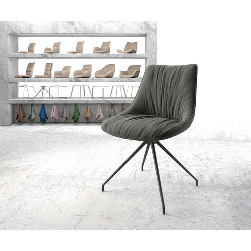 Chaise-Rembourrée-Pivotante Elda-Flex Cadre Croisé Conique Noir Tissu Texturé Anthracite