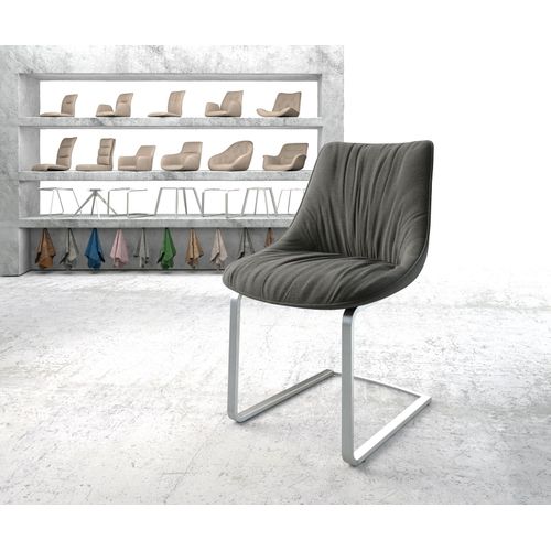 Chaise-Rembourr?E Elda-Flex Cantilever Plat Acier Inoxydable Tissu Textur? Anthracite