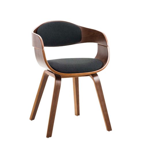 Chaise De Bureau Sans Roulettes Visiteur En Tissu Et Bois Design Retro Et Confort Maximal Noyer Noir Bur10550