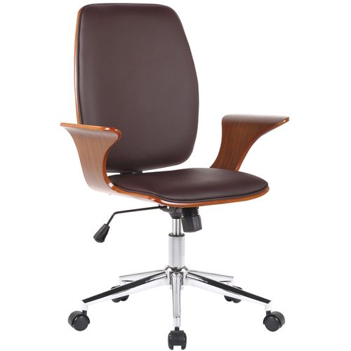 Fauteuil De Bureau Classique Et Confortable Dossier Ergonomique Hauteur Réglable En Synthétique Marron Bois Et Métal Bur10560