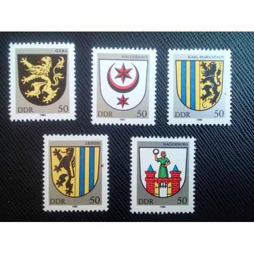 Timbre Allemagne / Rda Yt 2490 A 2494 Séries: Armes De La Ville 1984 ( 060106 )
