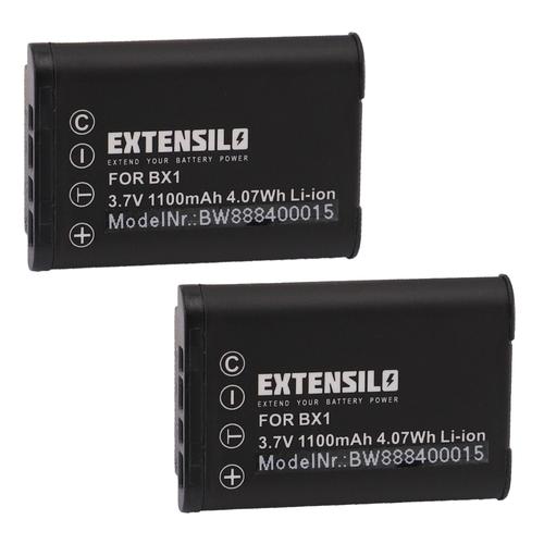EXTENSILO 2x Batteries compatible avec Sony FDR-X1000V, FDR-X1000VR, FDR-X3000, FDR-X1000 appareil photo, reflex numérique (1100mAh, 3,7V, Li-ion)