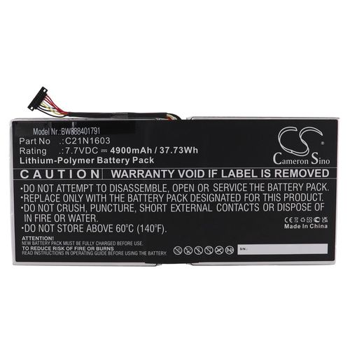 Vhbw Batterie Compatible Avec Asus Transformer 3 Pro T303ua-Gn054t, T303ua-Gn060r, T303ua-Gn060t Tablette Pad (4900mah, 7,7v, Li-Polymère)