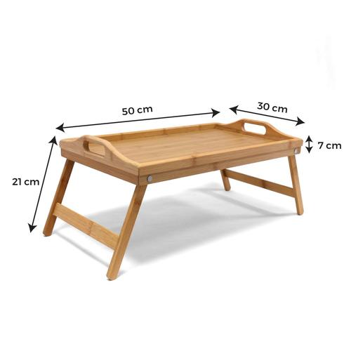 Plateau De Lit En Bois Bambou Table 50x30x21cm Pliant