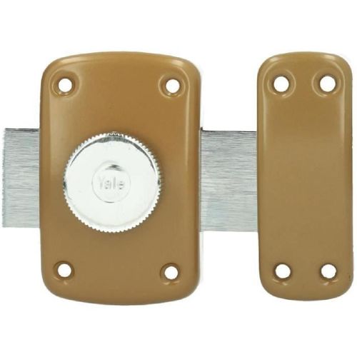 YALE Verrou a bouton et cylindre 5 goupilles diametre 23 mm. longueur 45 mm. 3 clés. marron doré