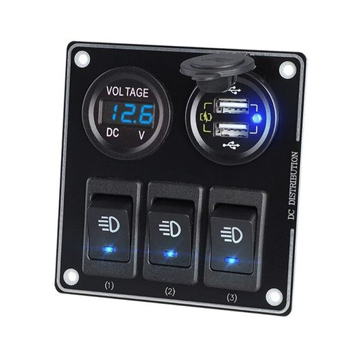 Adaptateur De Chargeur De Voiture Portable Usb, 12v-24v Dc, Charge Rapide, Qc3.0, Multi-Interrupteurs, Affichage Numérique, Tension
