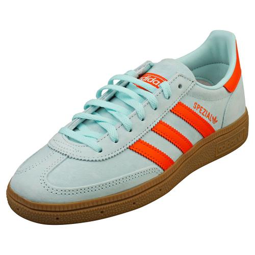 Chaussures Adidas Handball Spezial Femme Baskets En Suede Et Synthetique Bleu Aqua Et Orange 36 2 3