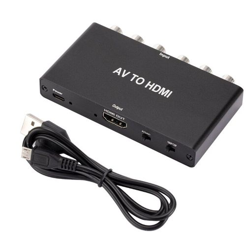 Convertisseur 2 ports AV vers HDMI double AV vers adaptateur RCA vers HDMI, adaptateur compatible pour WII N64 PS2 VHS VCR