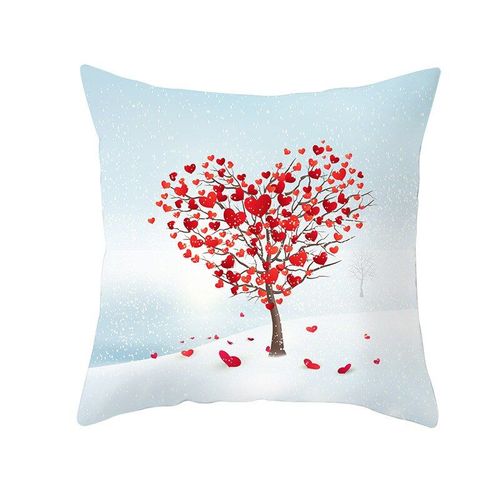 Housse De Coussin Motif Arbre Dessin Animé Rouge, Décoration De Fête De Mariage En Polyester, Taie D'oreiller Blanche Tour Eiffel