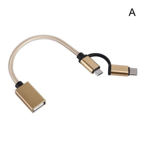 Adaptateur Micro USB type-c tissé 2 en 1, câble OTG pour téléphone portable, synchronisation de données, ligne W6O1