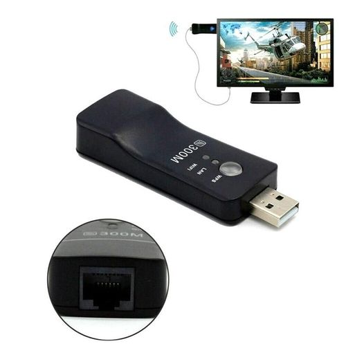 Adaptateur USB LAN sans fil, Dongle WiFi pour Smart TV 300Mbps, répéteur sans fil N WPS