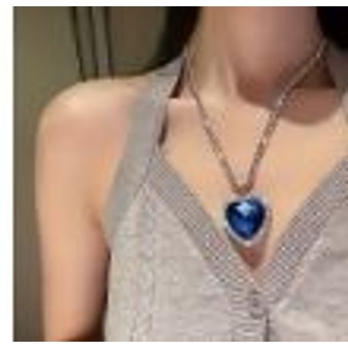 Collier - Pendentif Avec Coeur Bleu Océan