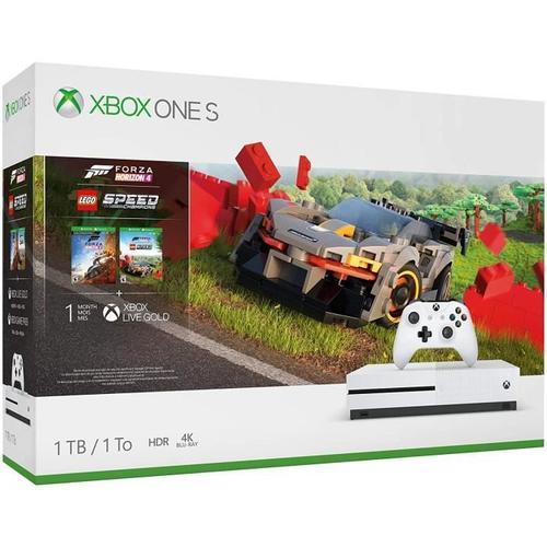 Pack Console Xbox One S 1 To + Forza Horizon 4 + Dlc Lego Speed Champions + 1 Mois D'abonnement Xbox Live Gold