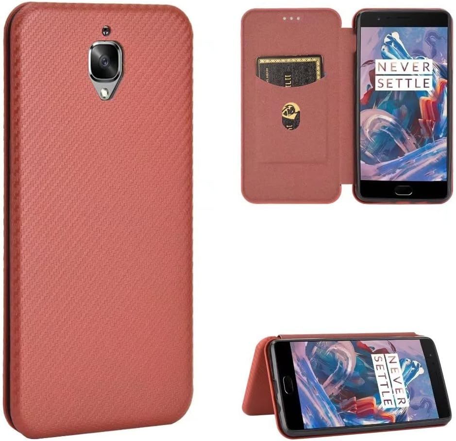 Compatible Avec Coque One Plus 3, Mince Flip Fibre De Carbon...