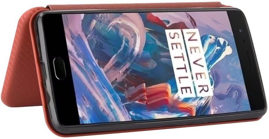 Compatible Avec Coque One Plus 3, Mince Flip Fibre De Carbon... - 5