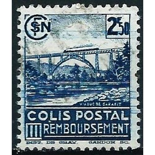 France 1941, Beau Timbre Pour Colis Postal, Yvert 179, Remboursement, Viaduc De Garabit, 2f50 Bleu, Oblitéré, Tbe