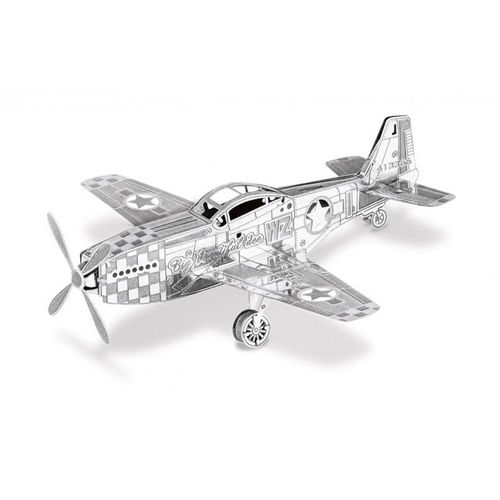 Metalearth Aviation: Mustang P-51 8.92x9.41x2.97cm. Maquette 3d En Métal Avec 1 Feuille. Sur Carte 12x17cm. 14+