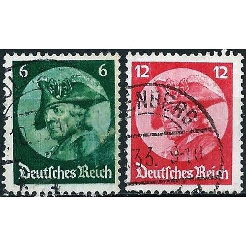 Allemagne, 3ème Reich 1933, Beaux Timbres Yvert 467 Et 468, Inauguration Du Nouveau Reischstag À Potsdam, Portrait De Frédéric Le Grand, Oblitérés, Tbe.