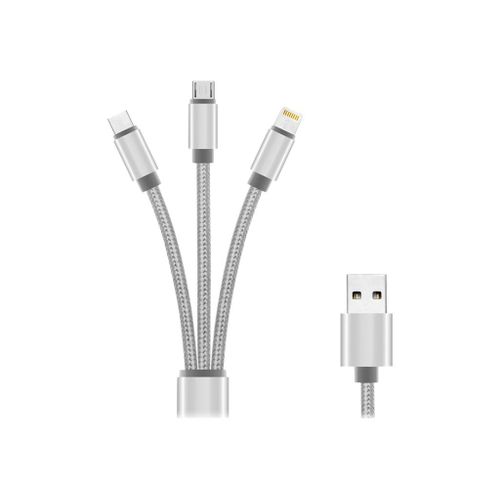DLH DY-TU4108 - Câble Lightning - USB mâle pour Micro-USB de type B, Lightning, 24 pin USB-C mâle - 1.2 m - gris