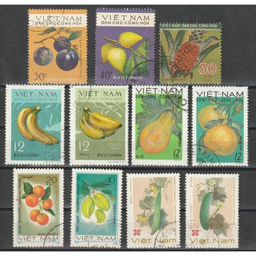 Vietnam Lot De 11 Timbres Sur Les Fruits Et Légumes Oblitérés