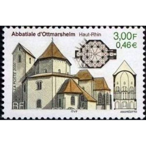 1 Timbre France 2000, Neuf - Abbatiale D'ottmarsheim (Haut-Rhin) - Yt 3336